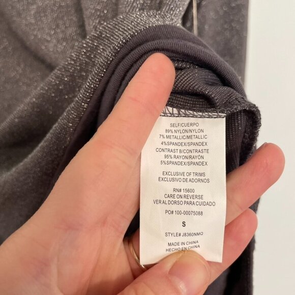 NEW NWT ALTAR'D STATE Taupe Purple Gray Metallic Long Sleeve Mock Neck Bodysuit - Picture 7 of 12